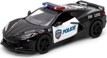 Metal police model Corvette 2021 with opening doors and pull-back action