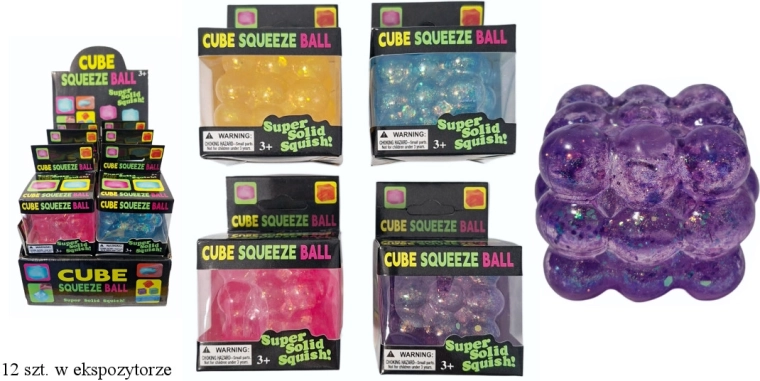 Squishy sensory bubble cube with glitter