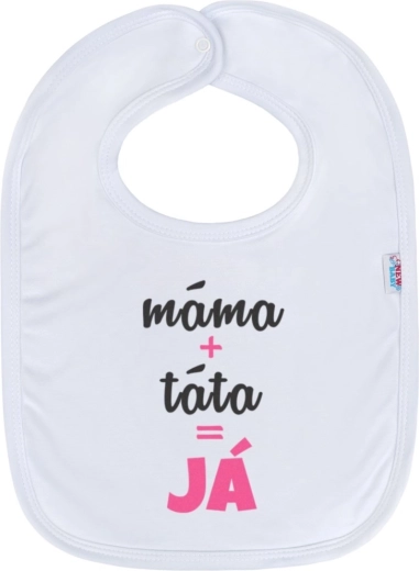 Bērnu priekšautiņš NEW BABY mamma + tētis = es – rozā