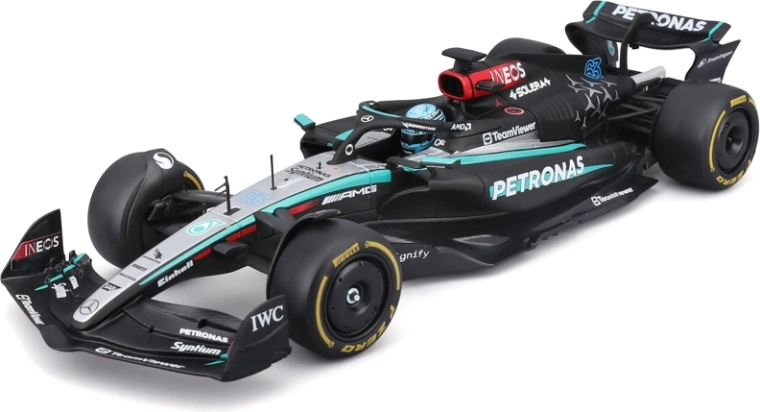 Bburago kolekcionējamais F1 modelis Mercedes‑AMG Petronas W15 2024 George Russell #63 1:24 akrila kastē