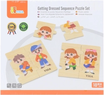 VIGA Wooden Educational Puzzle Dressing Children
