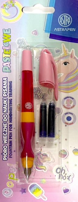Astra unicorn fountain pen, blue ink, 2 cartridges