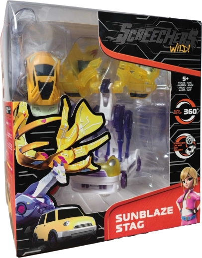 Screechers Wild! transforming vehicle Sunblaze Stag with coin