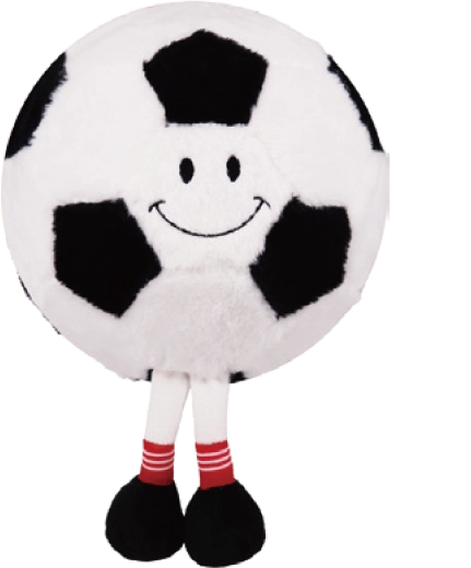 Plush inflatable soccer ball with face, 15 cm
