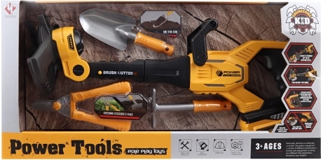 Children's battery-powered brush cutter with garden tools