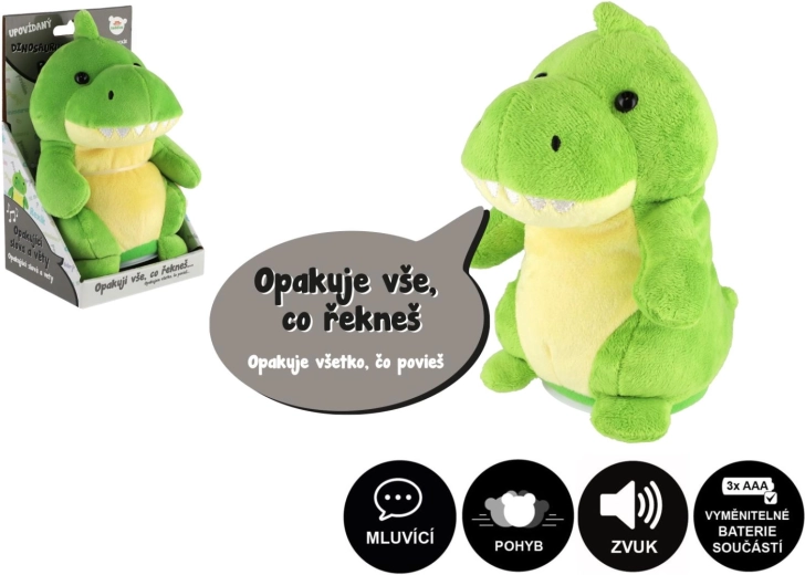 Plush Dinosaur Rex Repeating Words with Sound, 18 cm