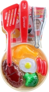 Children’s kitchen set with frying pan and play food