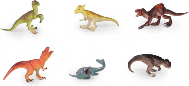 Set of 6 dinosaur figurines made of hard rubber