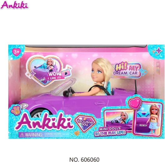 Lele Ankiki ar violetu kabrioletu un piederumiem