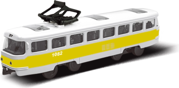 Tramvajs MHD dzeltens ar sparinmehānisma piedziņu 16 cm