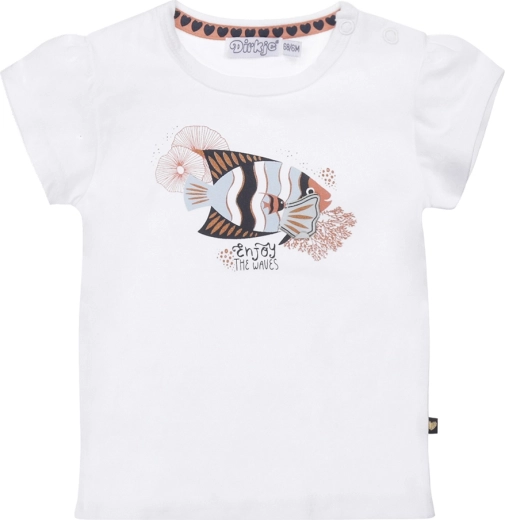 Dirkje white girls’ short-sleeve T-shirt with fish motif (size 80)