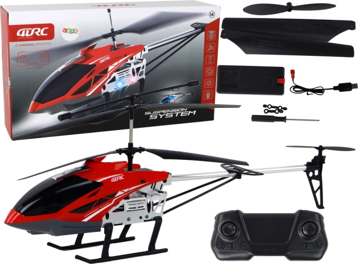 RC helikopters 70 cm sarkans ar stabilizāciju un LED