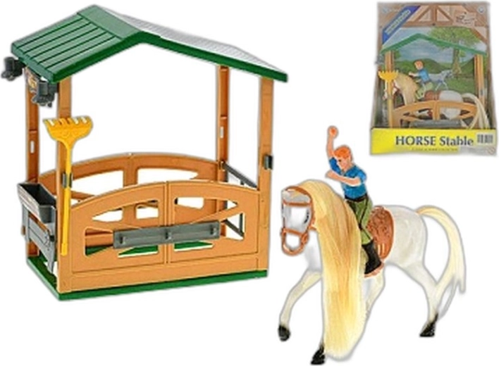 Stable with Horse and Rider Play Set