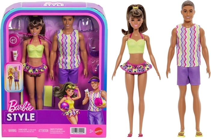 Barbie Barbie un Kens – pludmales leļļu komplekts ar piederumiem