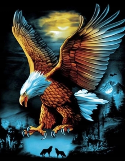 Diamond Painting Eagle in Full Moon 30 × 40 cm