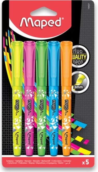 Teksta izcēlāji MAPED Fluo Peps, komplekts 5 krāsās