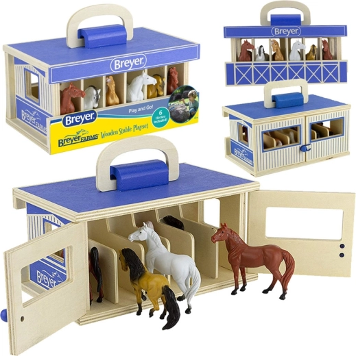 Breyer Stablemates Farms koka pārnēsājams stallis ar 6 zirgiem