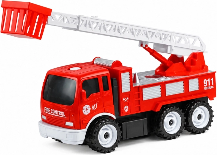 Extendable ladder with a rescue basket