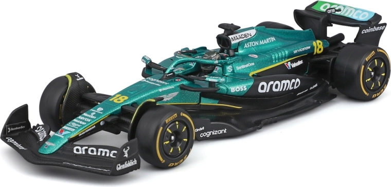 Bburago Formula 1 Aston Martin AMR25 2025 #18 Lance Stroll modelis 1:43 akrila kastē
