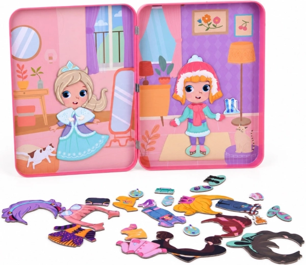 Two play surfaces with dolls