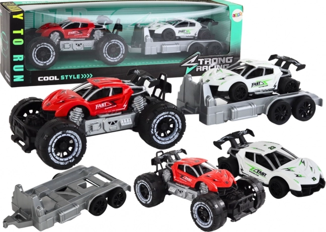 Off-road Vehicle Red Sports Car Set