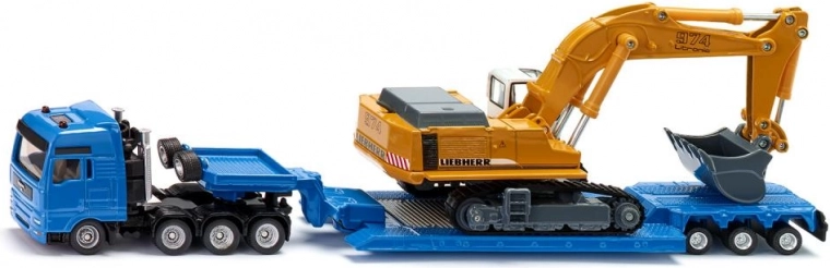 Truck with Low-Bed Trailer and Tracked Excavator 1:87