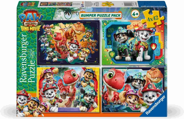 Ravensburger Ķepu patruļa: Dinozauru filma puzle, 4 x 42 gabali