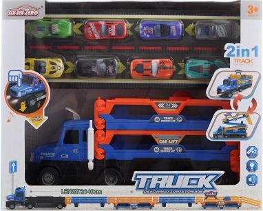 Battery-Powered Truck with Track and Toy Cars 2-in-1