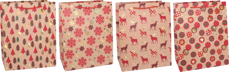 Ziemassvētku dāvanu maisiņš M 26 × 32 × 10 cm - 1 gabals