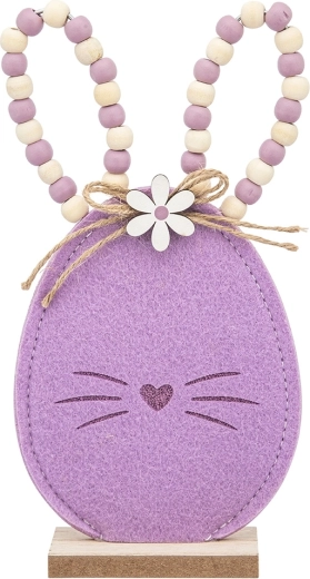 Filca zaķa figūriņa ar violetām pērlītēm 22 cm