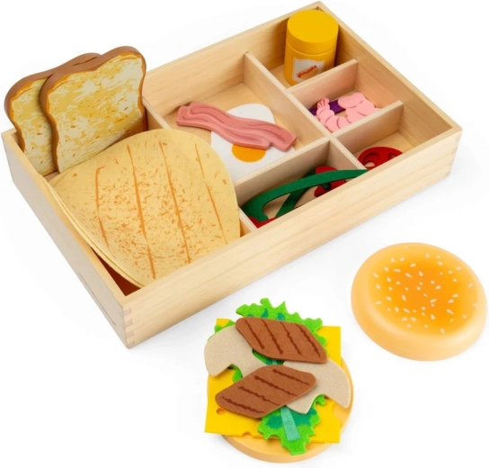 Bigjigs Toys koka delikatešu komplekts koka kastītē