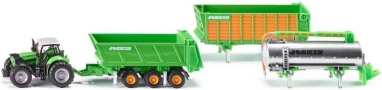 Siku Farmer traktors Deutz ar Joskin piekabju komplektu