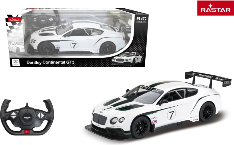 Rastar RC auto Bentley Continental GT3 1:14 balts