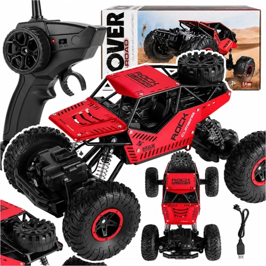 4x4 tālvadības apvidus auto 1:16 sarkans