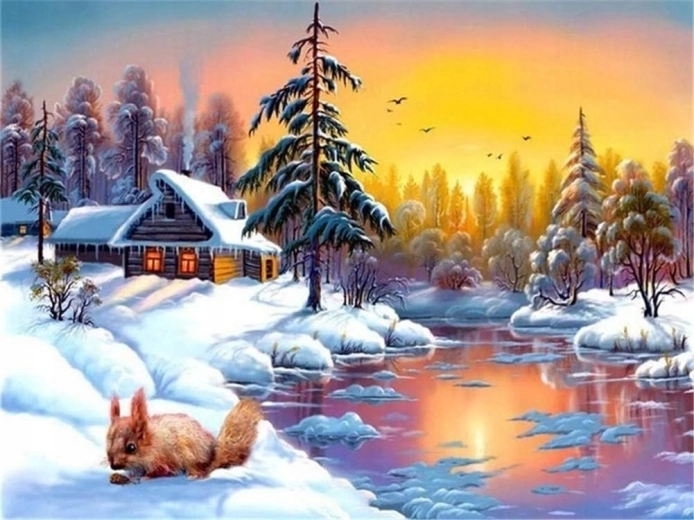Norimpex Krāsošana pēc numuriem «Vāvere ziemā» 40 × 50 cm
