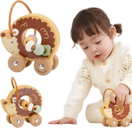 VIGA Wooden Hedgehog Bead Maze on Wheels