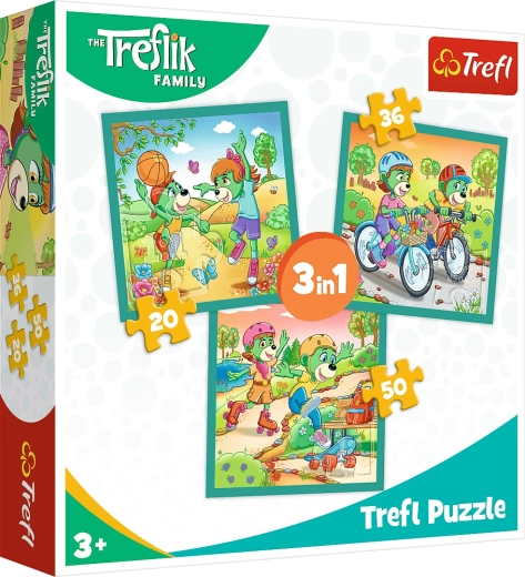 Puzzle Treflīci 3v1 – iepazīstieties ar Treflīkiem (20, 36 un 50 detaļas)