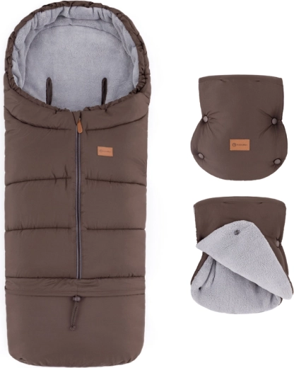 Petite&Mars winter set: Jibot 3-in-1 footmuff and Jasie stroller mittens, dark walnut