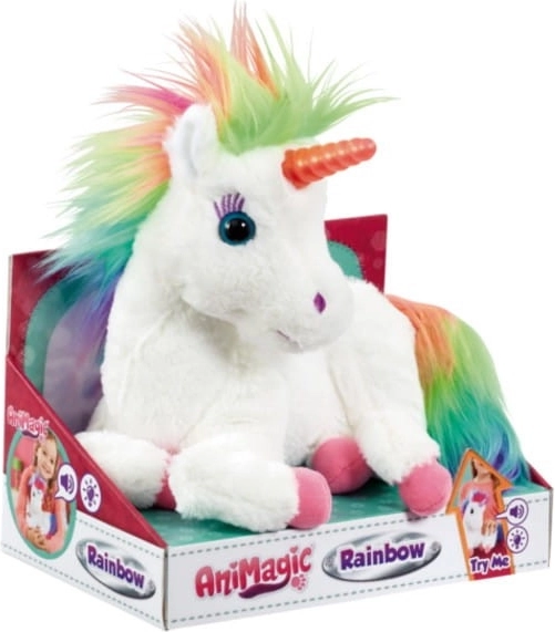 Spīdošs plīša vienradzis ANIMAGIC Rainbow