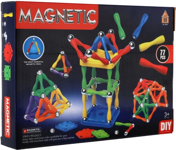 Magnētiskais konstruktors 77 detaļas plastmasa/metāls