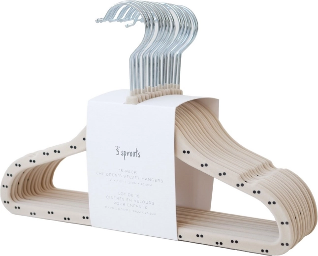 3 Sprouts samta bērnu pakaramie Double Dot & Beige, 15 gab.