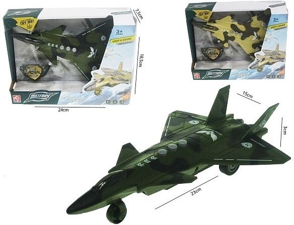 Militārā lidmašīna ar gaismas un skaņas efektiem, 23 cm HAU13