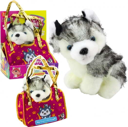 Plush Husky Dog in a Bag