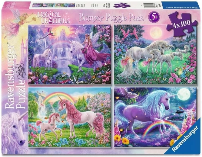 Ravensburger puzle Maģiskie vienradži 4x100 gabaliņi