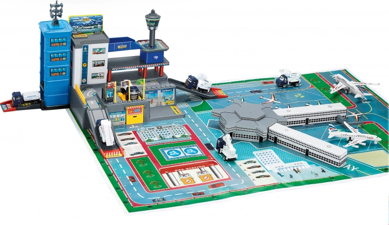 Airport Garage – set with 4 cars and an airplane, metal