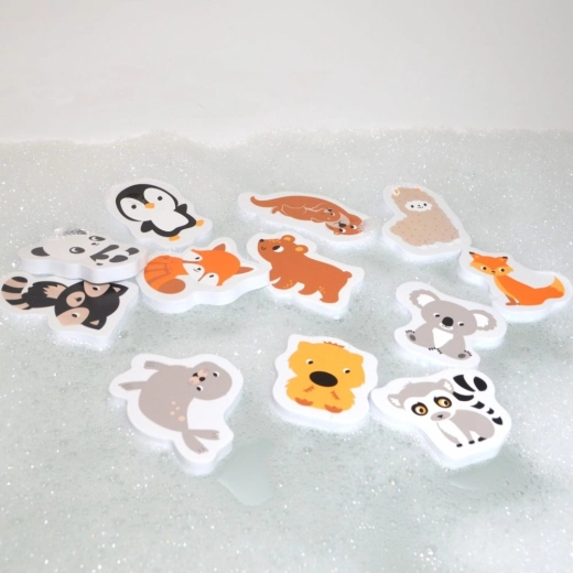Cheerful animals on the water