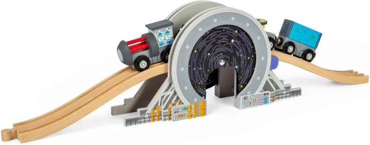 Bigjigs Rail Space Bridge with Portal Tunnel for Wooden Train Sets