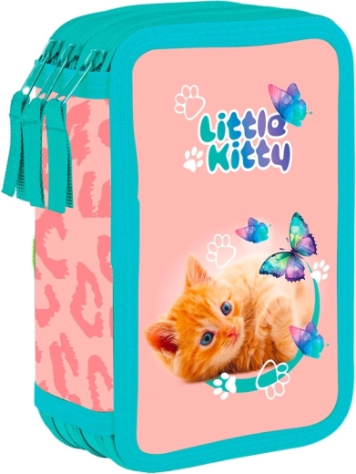 School triple-deck pencil case Cat – empty