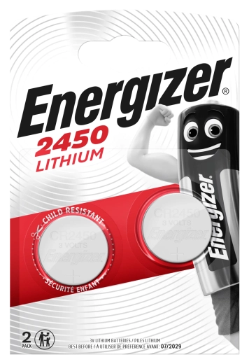 Energizer CR2450 lithium button batteries 3 V, pack of 2 pcs