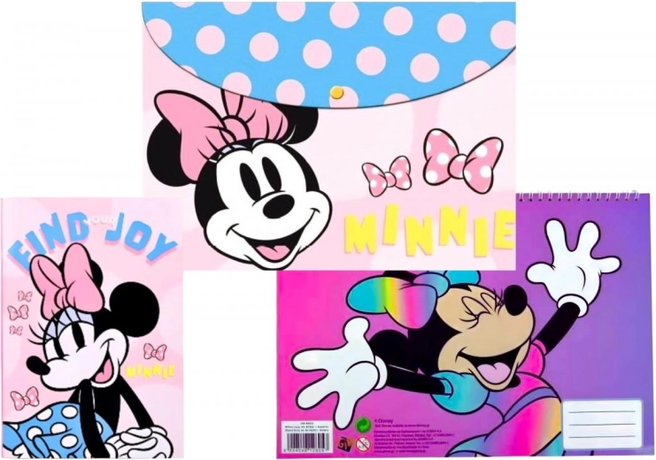 Disney Minnie piezīmju grāmatiņas, bloka ar uzlīmēm un mapes komplekts
